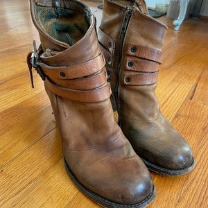 Freebird Women's Distressed Leather Blaze Cognac Booties